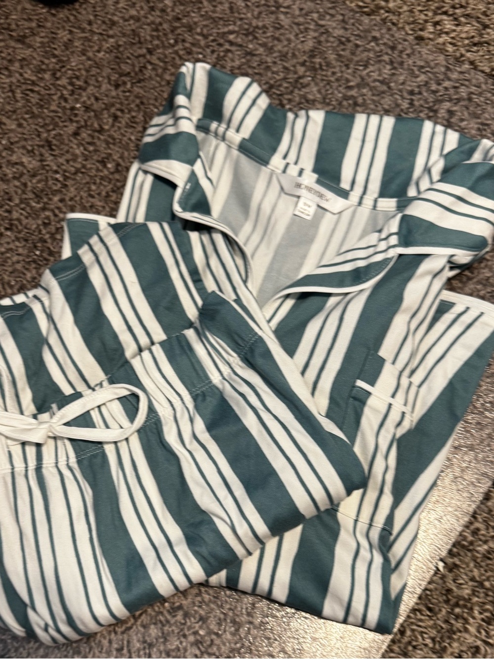Honeydew Intimates Teal and White Striped Lounge Set